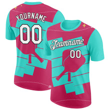 Загрузить изображение в средство просмотра галереи, Custom Green White Red-Black 3D Pickleball Paddles Performance T-Shirt