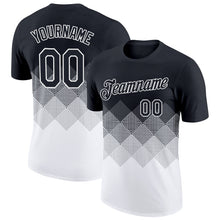 Load image into Gallery viewer, Custom Black White 3D Pattern Design Gradient Square Shapes Performance T-Shirt
