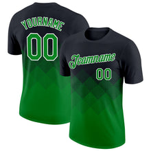 Load image into Gallery viewer, Custom Black Grass Green-White 3D Pattern Design Gradient Square Shapes Performance T-Shirt