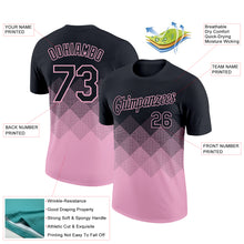 Load image into Gallery viewer, Custom Black Light Pink 3D Pattern Design Gradient Square Shapes Performance T-Shirt
