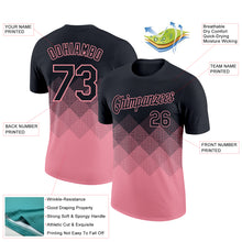 Load image into Gallery viewer, Custom Black Medium Pink 3D Pattern Design Gradient Square Shapes Performance T-Shirt