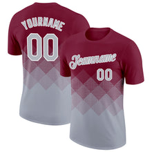 Загрузить изображение в средство просмотра галереи, Custom Crimson Gray-White 3D Pattern Design Gradient Square Shapes Performance T-Shirt