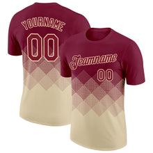 Загрузить изображение в средство просмотра галереи, Custom Crimson Cream 3D Pattern Design Gradient Square Shapes Performance T-Shirt