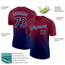 Загрузить изображение в средство просмотра галереи, Custom Crimson Navy-White 3D Pattern Design Gradient Square Shapes Performance T-Shirt