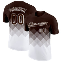 Загрузить изображение в средство просмотра галереи, Custom Brown White 3D Pattern Design Gradient Square Shapes Performance T-Shirt