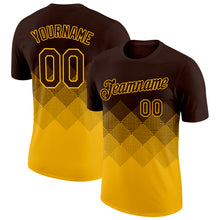 Загрузить изображение в средство просмотра галереи, Custom Brown Gold 3D Pattern Design Gradient Square Shapes Performance T-Shirt