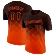 Загрузить изображение в средство просмотра галереи, Custom Brown Orange 3D Pattern Design Gradient Square Shapes Performance T-Shirt