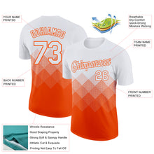 Load image into Gallery viewer, Custom White Orange 3D Pattern Design Gradient Square Shapes Performance T-Shirt