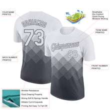 Load image into Gallery viewer, Custom White Steel Gray 3D Pattern Design Gradient Square Shapes Performance T-Shirt