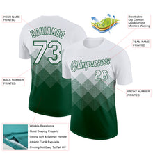 Load image into Gallery viewer, Custom White Green 3D Pattern Design Gradient Square Shapes Performance T-Shirt