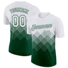 Load image into Gallery viewer, Custom White Green 3D Pattern Design Gradient Square Shapes Performance T-Shirt