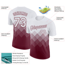 Загрузить изображение в средство просмотра галереи, Custom White Burgundy 3D Pattern Design Gradient Square Shapes Performance T-Shirt