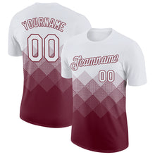 Загрузить изображение в средство просмотра галереи, Custom White Burgundy 3D Pattern Design Gradient Square Shapes Performance T-Shirt