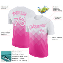 Load image into Gallery viewer, Custom White Pink 3D Pattern Design Gradient Square Shapes Performance T-Shirt