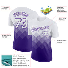 Load image into Gallery viewer, Custom White Purple 3D Pattern Design Gradient Square Shapes Performance T-Shirt