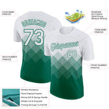 Load image into Gallery viewer, Custom White Kelly Green 3D Pattern Design Gradient Square Shapes Performance T-Shirt