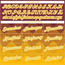 Load image into Gallery viewer, Custom Burgundy Gold-White 3D Pattern Design Gradient Square Shapes Performance T-Shirt