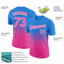Загрузить изображение в средство просмотра галереи, Custom Powder Blue Pink-White 3D Pattern Design Gradient Square Shapes Performance T-Shirt