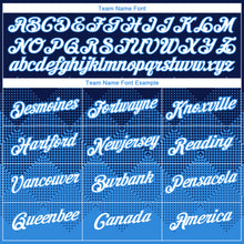 Laden Sie das Bild in den Galerie-Viewer, Custom Navy White-Powder Blue 3D Pattern Design Gradient Square Shapes Performance T-Shirt