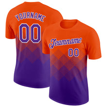 Загрузить изображение в средство просмотра галереи, Custom Orange Purple-White 3D Pattern Design Gradient Square Shapes Performance T-Shirt