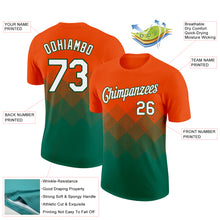 Загрузить изображение в средство просмотра галереи, Custom Orange White-Kelly Green 3D Pattern Design Gradient Square Shapes Performance T-Shirt
