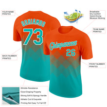 Загрузить изображение в средство просмотра галереи, Custom Orange Aqua-White 3D Pattern Design Gradient Square Shapes Performance T-Shirt