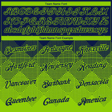 Load image into Gallery viewer, Custom Navy Neon Green 3D Pattern Design Gradient Square Shapes Performance T-Shirt