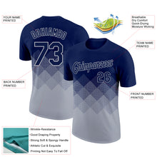 Load image into Gallery viewer, Custom Navy Gray 3D Pattern Design Gradient Square Shapes Performance T-Shirt