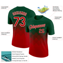 Load image into Gallery viewer, Custom Green Red-White 3D Pattern Design Gradient Square Shapes Performance T-Shirt