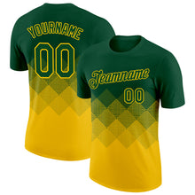 Load image into Gallery viewer, Custom Green Yellow 3D Pattern Design Gradient Square Shapes Performance T-Shirt