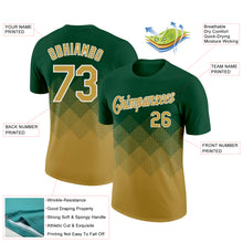 Load image into Gallery viewer, Custom Green Old Gold-White 3D Pattern Design Gradient Square Shapes Performance T-Shirt