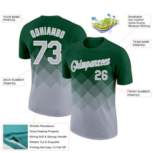 Загрузить изображение в средство просмотра галереи, Custom Green Gray-White 3D Pattern Design Gradient Square Shapes Performance T-Shirt