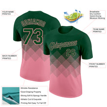 Load image into Gallery viewer, Custom Green Medium Pink 3D Pattern Design Gradient Square Shapes Performance T-Shirt