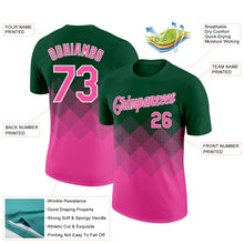 Load image into Gallery viewer, Custom Green Pink-White 3D Pattern Design Gradient Square Shapes Performance T-Shirt