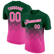 Load image into Gallery viewer, Custom Green Pink-White 3D Pattern Design Gradient Square Shapes Performance T-Shirt
