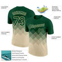 Load image into Gallery viewer, Custom Green Cream 3D Pattern Design Gradient Square Shapes Performance T-Shirt