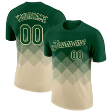 Load image into Gallery viewer, Custom Green Cream 3D Pattern Design Gradient Square Shapes Performance T-Shirt
