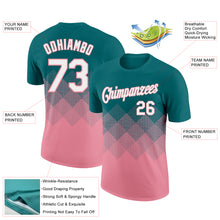 Charger l'image dans la galerie, Custom Teal White-Medium Pink 3D Pattern Design Gradient Square Shapes Performance T-Shirt