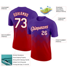 Load image into Gallery viewer, Custom Purple White-Red 3D Pattern Design Gradient Square Shapes Performance T-Shirt
