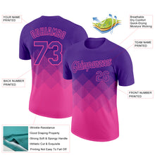 Загрузить изображение в средство просмотра галереи, Custom Purple Pink 3D Pattern Design Gradient Square Shapes Performance T-Shirt