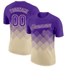 Загрузить изображение в средство просмотра галереи, Custom Purple Cream 3D Pattern Design Gradient Square Shapes Performance T-Shirt