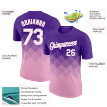 Load image into Gallery viewer, Custom Purple White-Light Pink 3D Pattern Design Gradient Square Shapes Performance T-Shirt