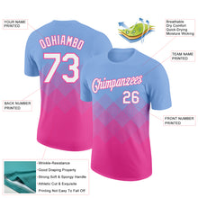 Load image into Gallery viewer, Custom Light Blue White-Pink 3D Pattern Design Gradient Square Shapes Performance T-Shirt