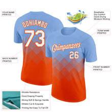 Load image into Gallery viewer, Custom Light Blue White-Orange 3D Pattern Design Gradient Square Shapes Performance T-Shirt