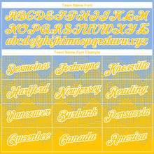 Load image into Gallery viewer, Custom Light Blue Yellow-White 3D Pattern Design Gradient Square Shapes Performance T-Shirt