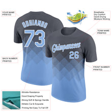 Загрузить изображение в средство просмотра галереи, Custom Steel Gray Light Blue-White 3D Pattern Design Gradient Square Shapes Performance T-Shirt