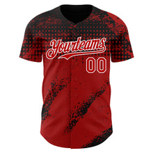 Laden Sie das Bild in den Galerie-Viewer, Custom Black Red-White 3D Pattern Design Splash Grunge Fragment Authentic Baseball Jersey