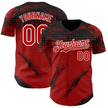 Laden Sie das Bild in den Galerie-Viewer, Custom Black Red-White 3D Pattern Design Splash Grunge Fragment Authentic Baseball Jersey