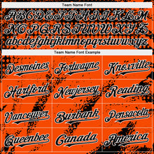 Load image into Gallery viewer, Custom Black Orange-White 3D Pattern Design Splash Grunge Fragment Authentic Baseball Jersey