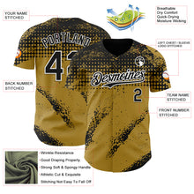 Load image into Gallery viewer, Custom Black Old Gold-White 3D Pattern Design Splash Grunge Fragment Authentic Baseball Jersey